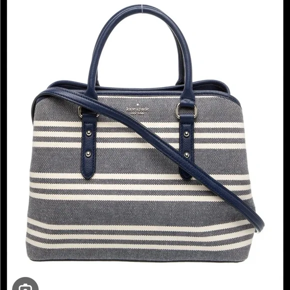 Kate Spade Larchmont Avenue Fabric Stripe Evangelie satchel. - Picture 1 of 3